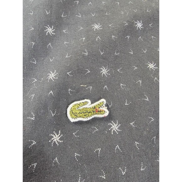 Lacoste Shirt Mens 2XL Black Gray Micro Print Button Down Long Sleeve Croc Logo - Picture 4 of 11